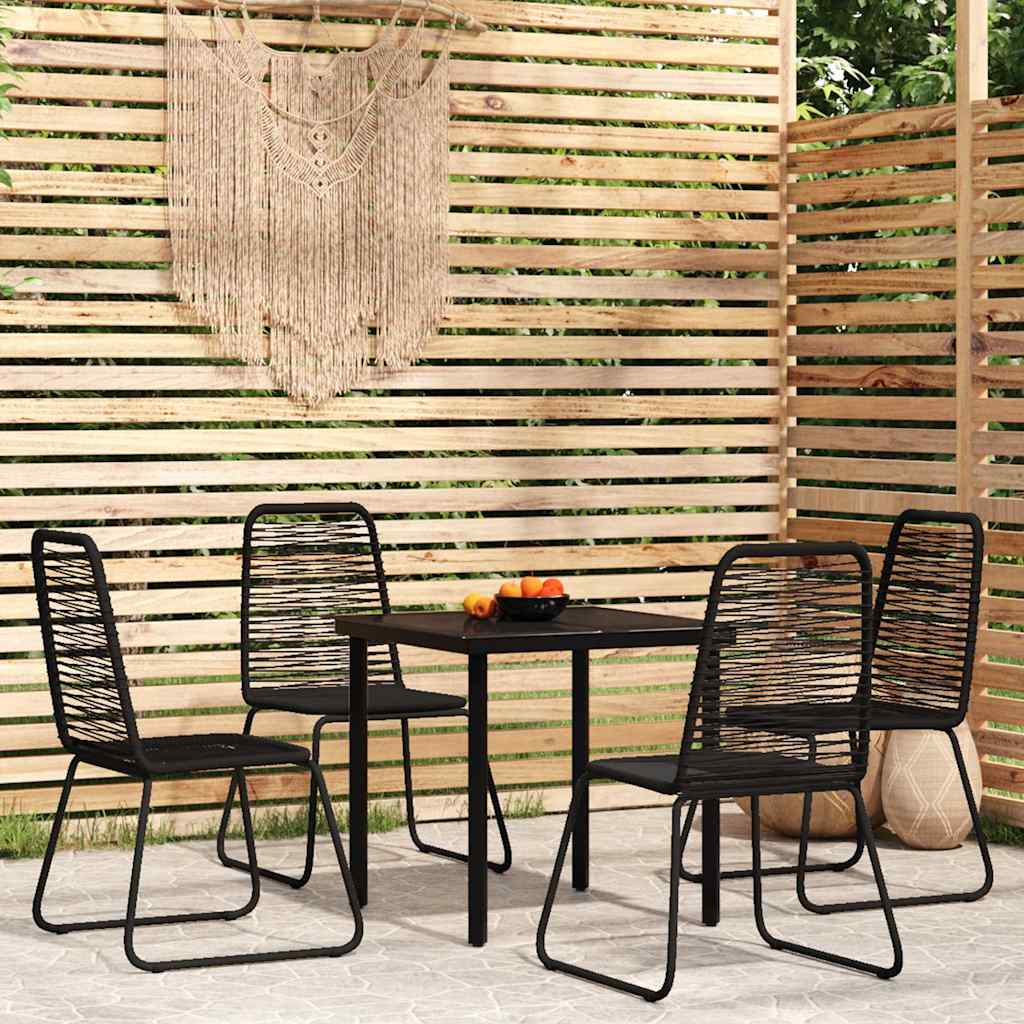 5 Piece Garden Dining Set Black 80 cm table length 4