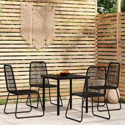 5 Piece Garden Dining Set Black 80 cm table length 4