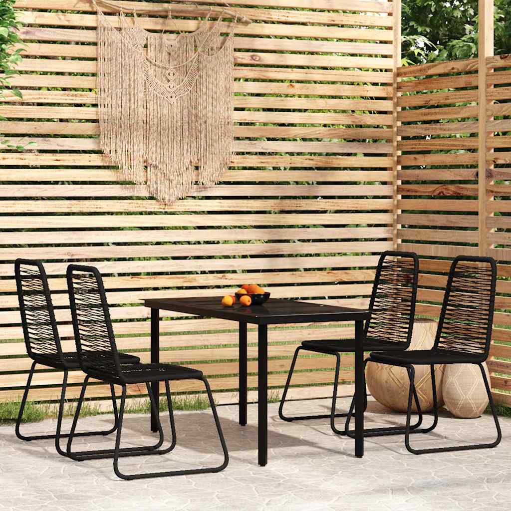 5 Piece Garden Dining Set Black 140 cm table length 4