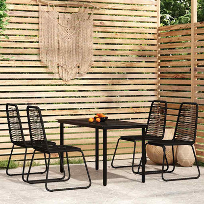 5 Piece Garden Dining Set Black 140 cm table length 4