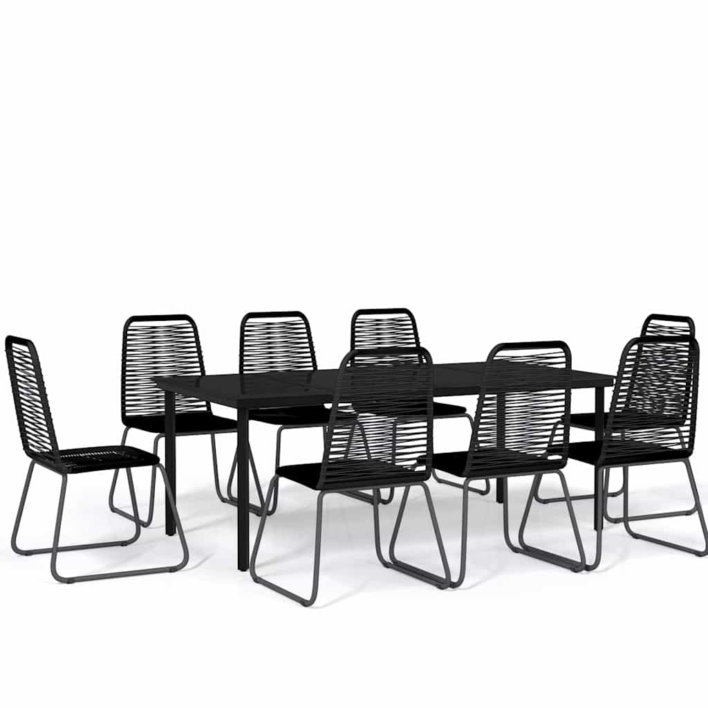 vidaXL 9 Piece Garden Dining Set Black 2