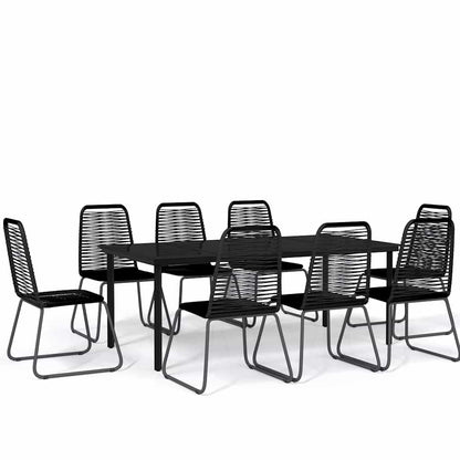 5 Piece Garden Dining Set Black 200 cm table length 8