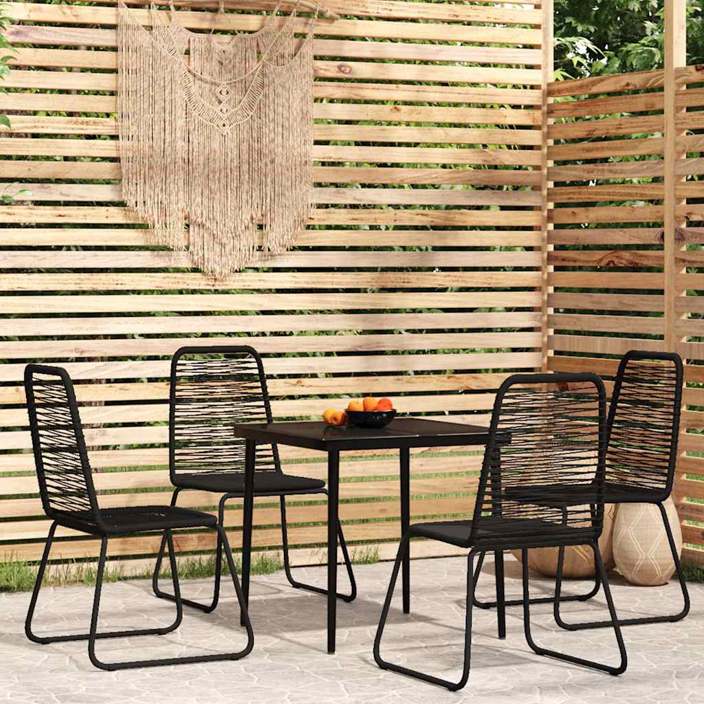 5 Piece Garden Dining Set Black 80 cm table length 4