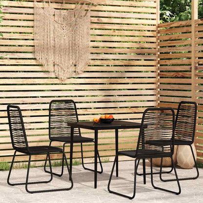 5 Piece Garden Dining Set Black 80 cm table length 4