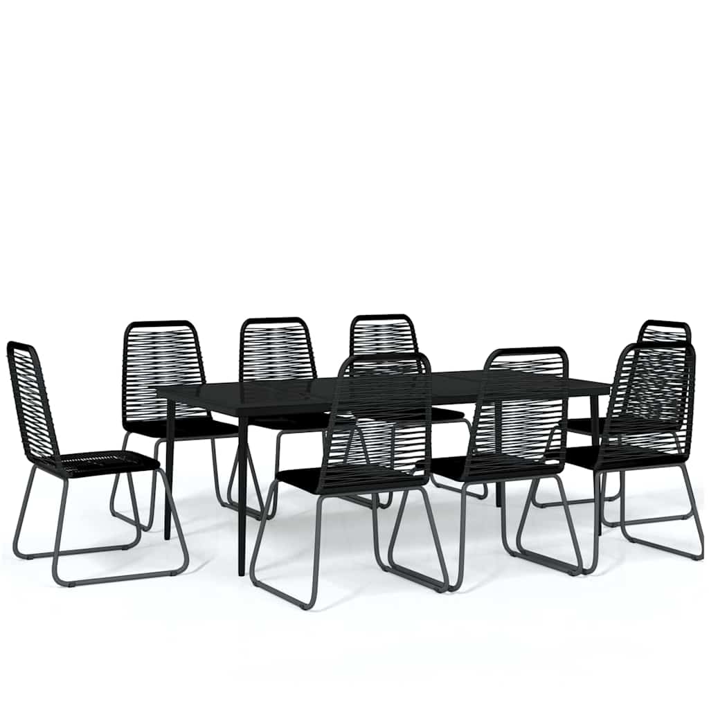 vidaXL 9 Piece Garden Dining Set Black 2