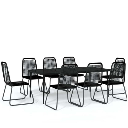 5 Piece Garden Dining Set Black 200 cm table length 8