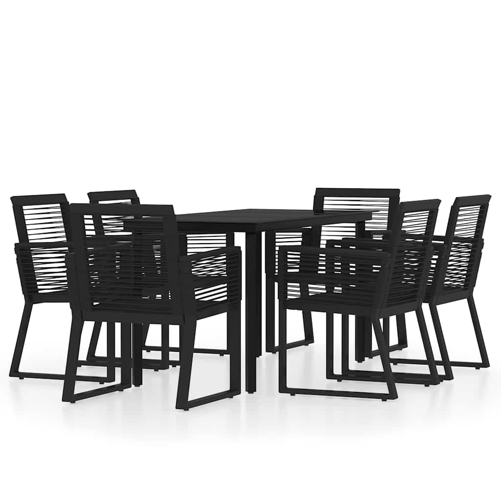 vidaXL 7 Piece Garden Dining Set Black 2