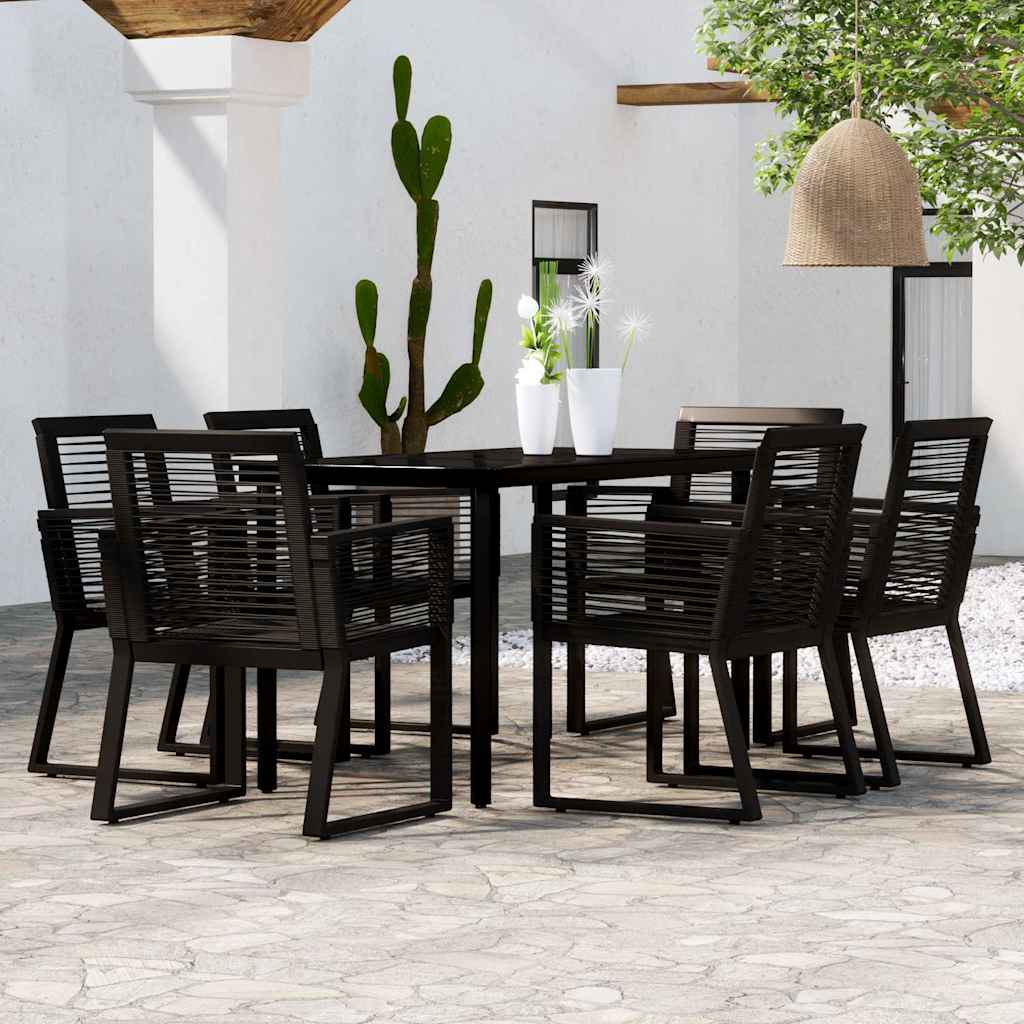 vidaXL 7 Piece Garden Dining Set Black 1