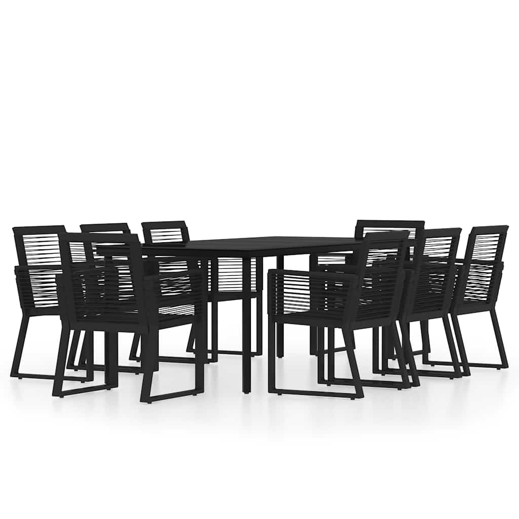vidaXL 9 Piece Garden Dining Set Black 2