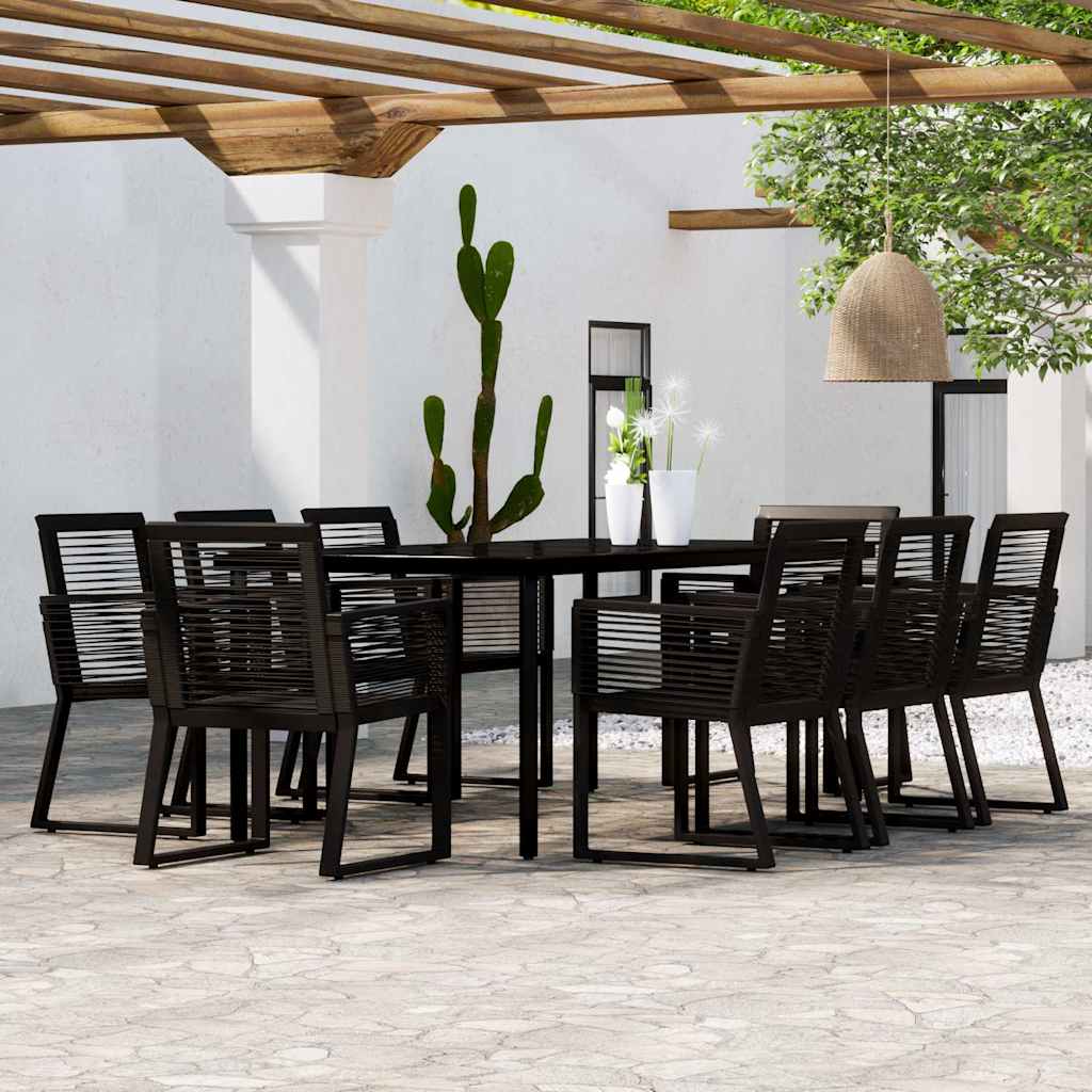 vidaXL 9 Piece Garden Dining Set Black 1