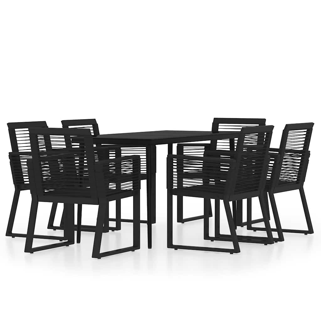 vidaXL 7 Piece Garden Dining Set Black 2