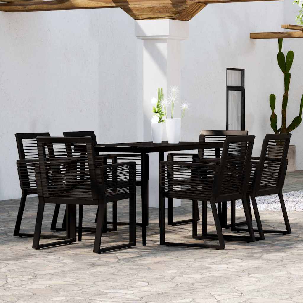 vidaXL 7 Piece Garden Dining Set Black 1