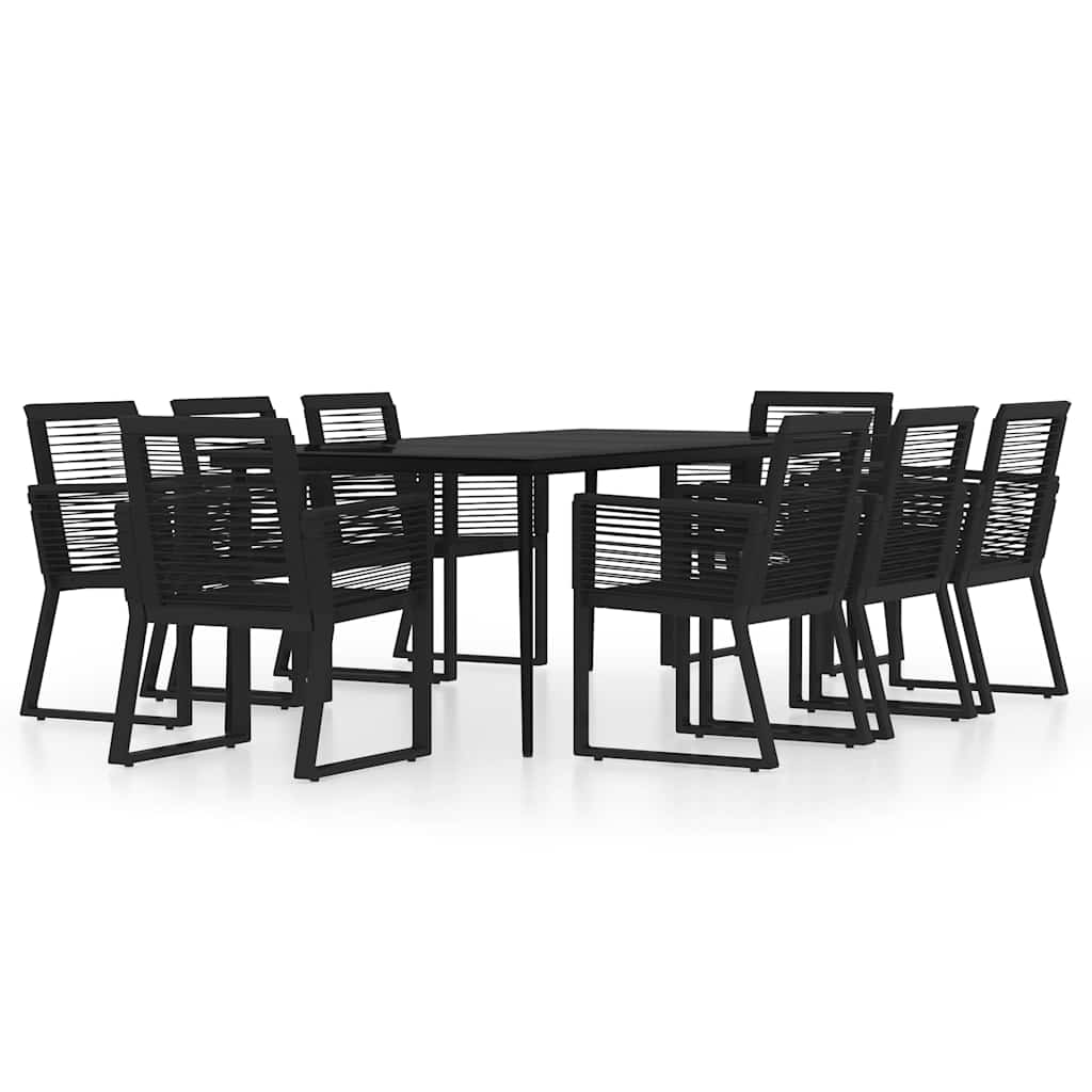 vidaXL 9 Piece Garden Dining Set Black 2
