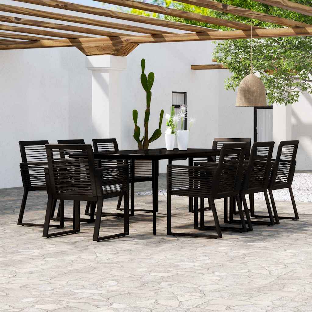 vidaXL 9 Piece Garden Dining Set Black 1