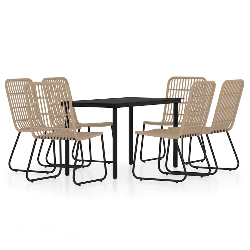 vidaXL 7 Piece Garden Dining Set Oak 2