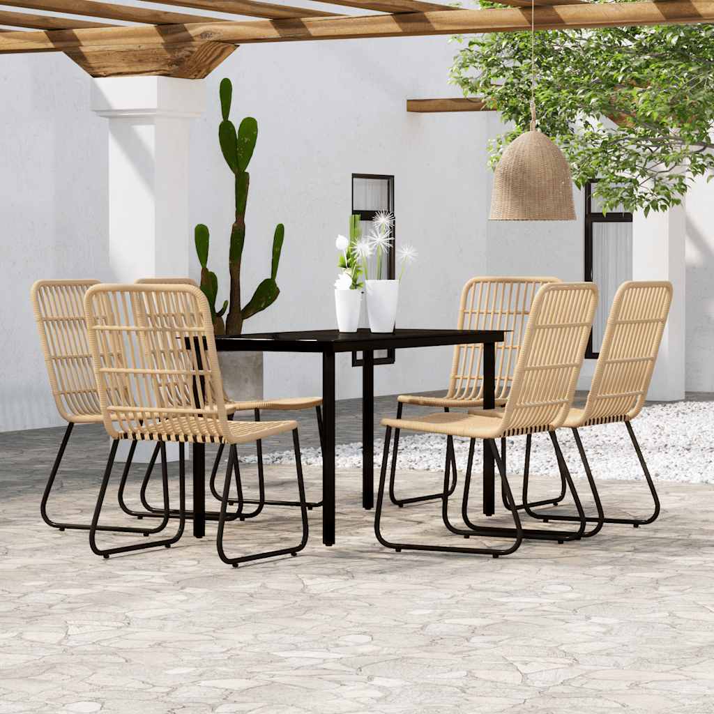 vidaXL 7 Piece Garden Dining Set Oak 1