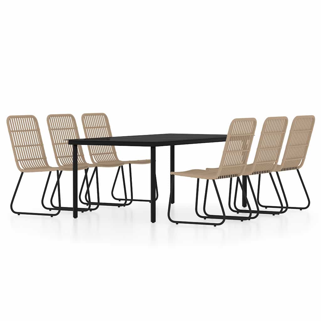 vidaXL 7 Piece Garden Dining Set Oak 2