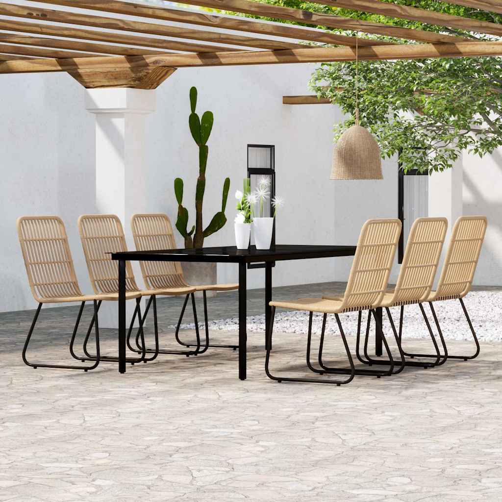vidaXL 7 Piece Garden Dining Set Oak 1