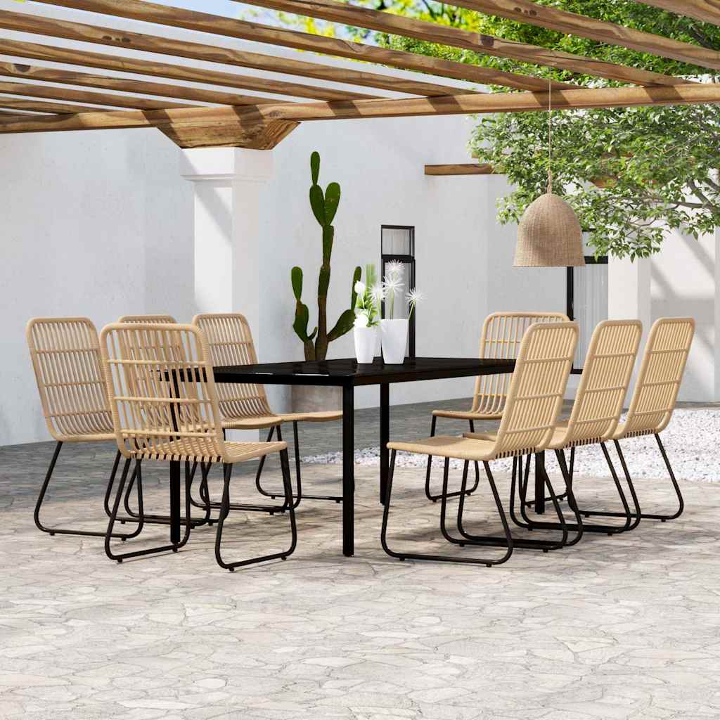 vidaXL 9 Piece Garden Dining Set Oak 1
