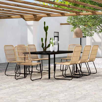 vidaXL 9 Piece Garden Dining Set Oak 1