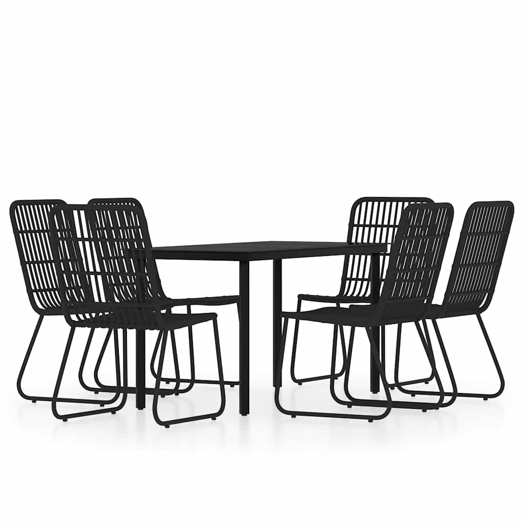 vidaXL 7 Piece Garden Dining Set Black 2