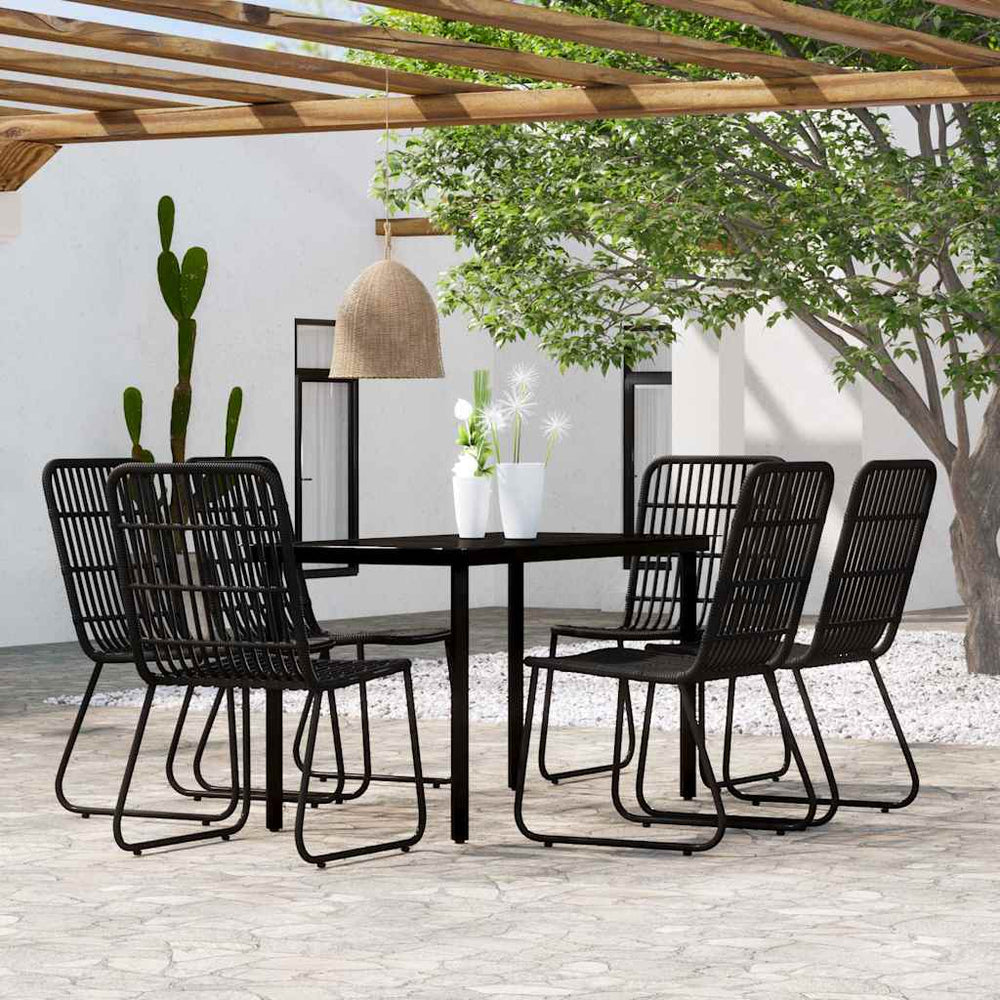 vidaXL 7 Piece Garden Dining Set Black