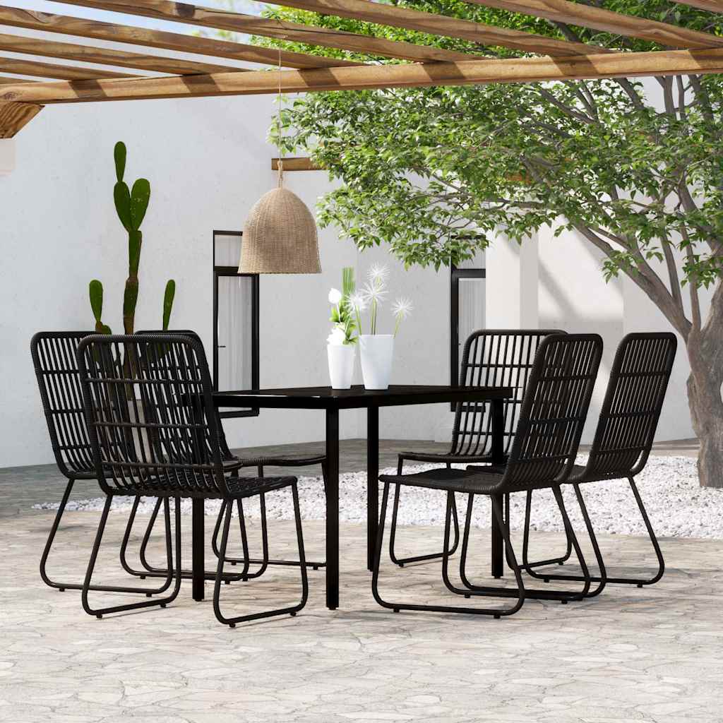vidaXL 7 Piece Garden Dining Set Black 1