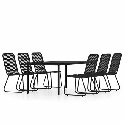 vidaXL 7 Piece Garden Dining Set Black 2