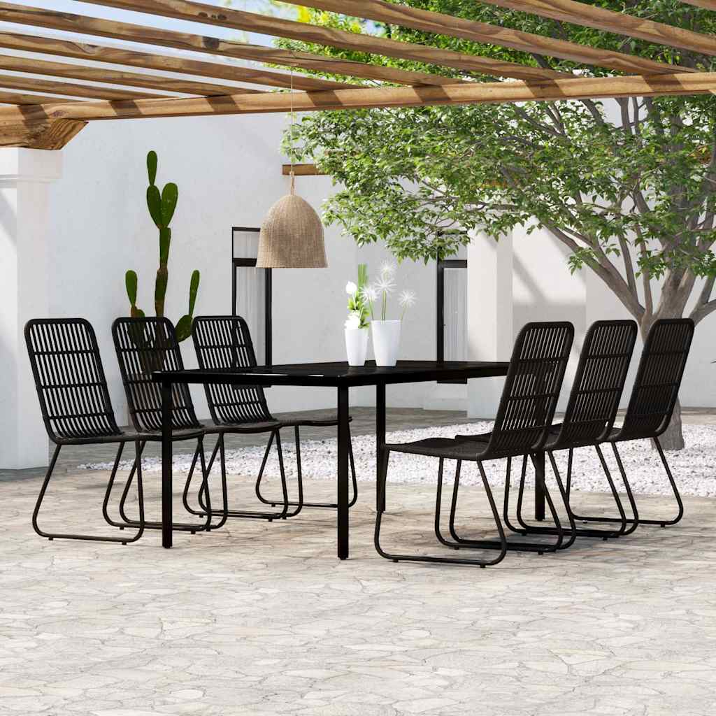 vidaXL 7 Piece Garden Dining Set Black 1