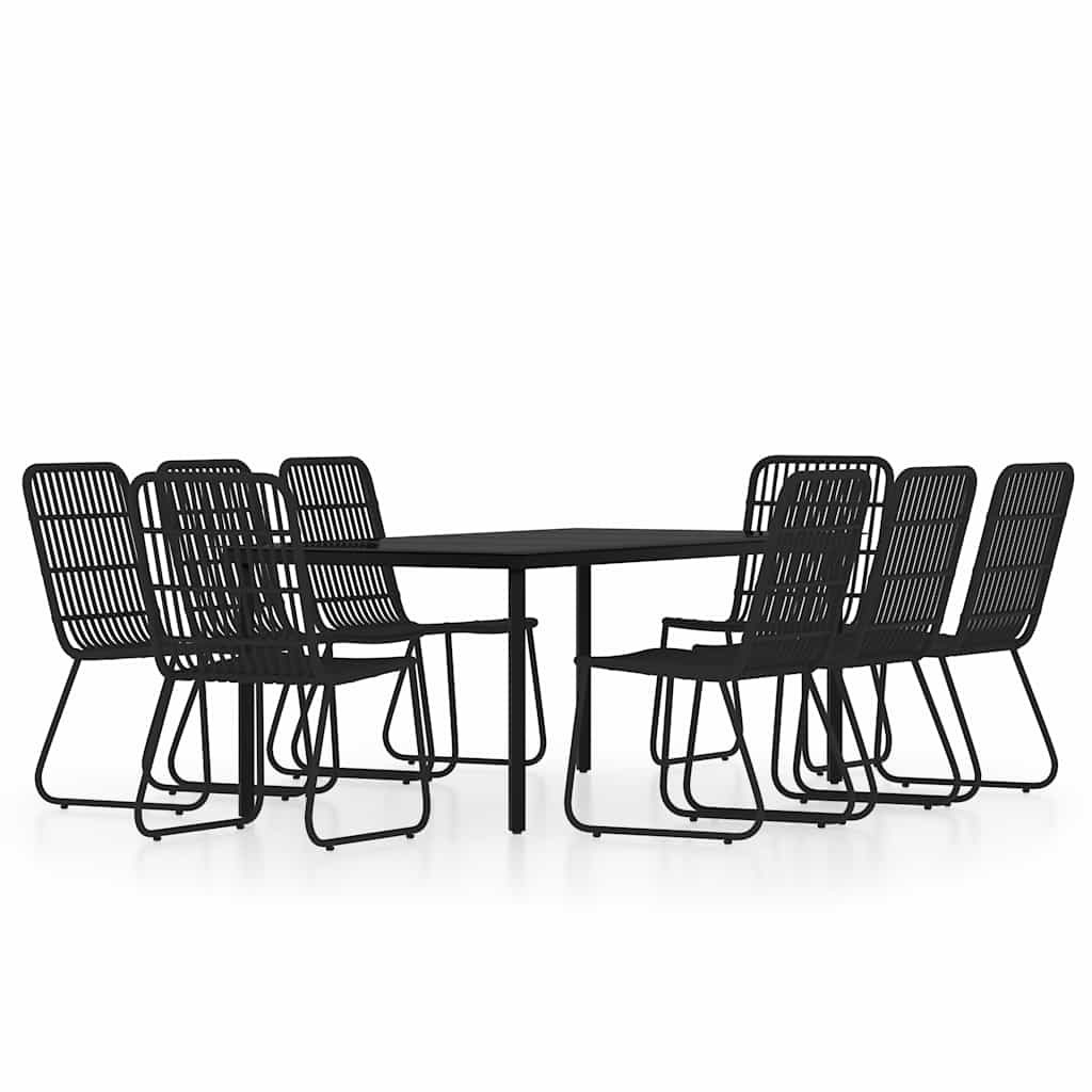 vidaXL 9 Piece Garden Dining Set Black 2