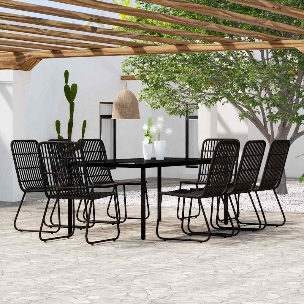 vidaXL 9 Piece Garden Dining Set Black 1