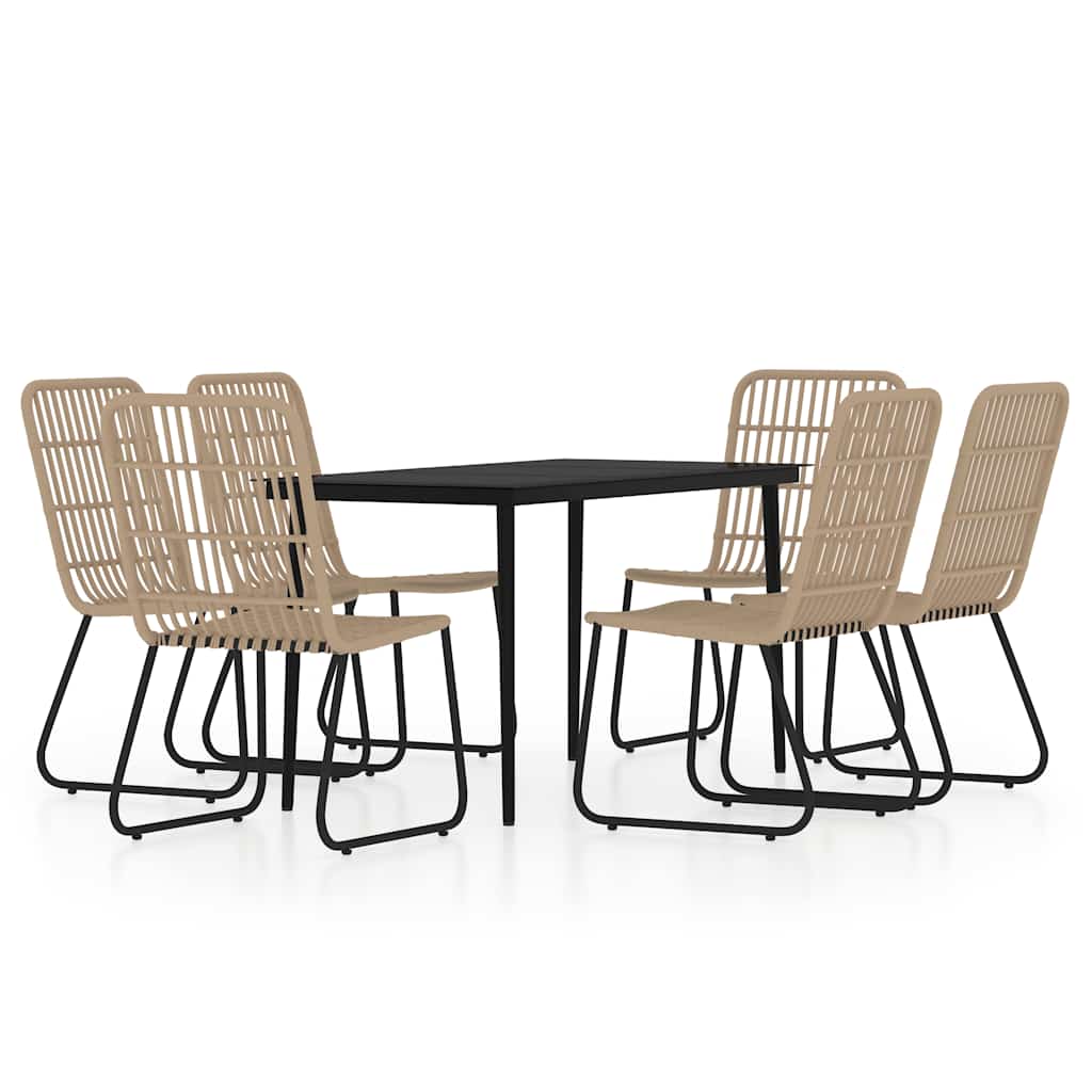 vidaXL 7 Piece Garden Dining Set Oak 2