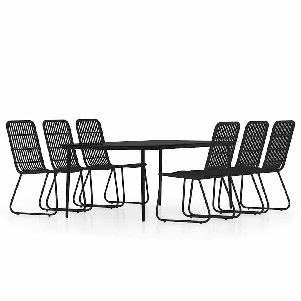 vidaXL 7 Piece Garden Dining Set Black 2