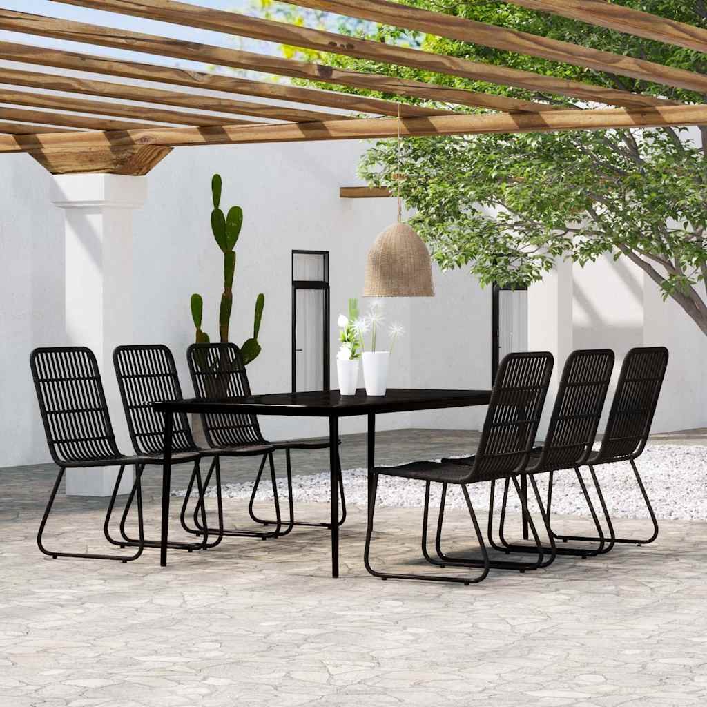 vidaXL 7 Piece Garden Dining Set Black 1