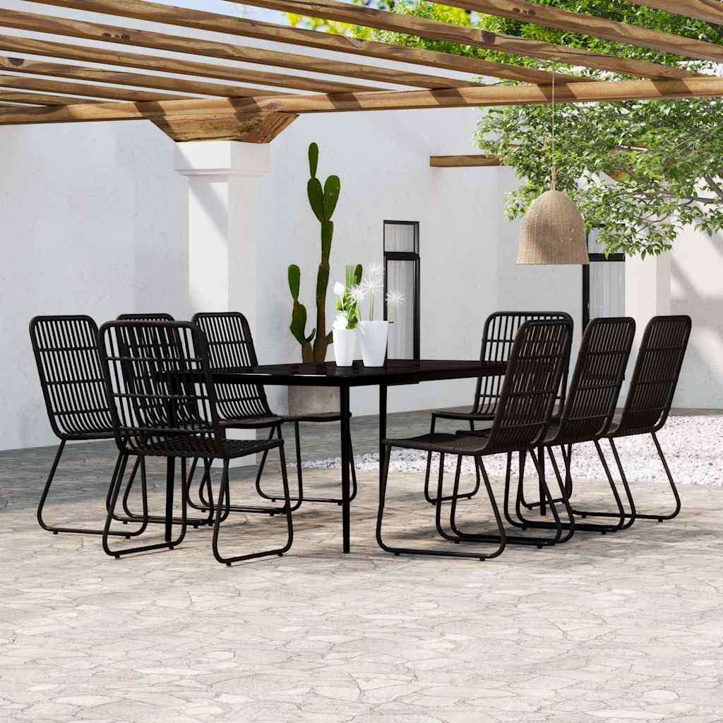 vidaXL 9 Piece Garden Dining Set Black 1