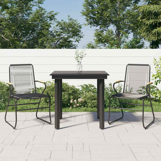 5 Piece Garden Dining Set Black PVC Rattan 80 cm table length 2