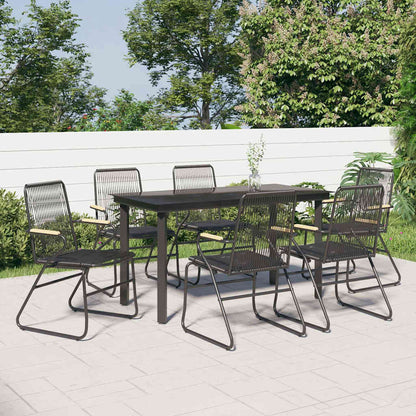 5 Piece Garden Dining Set Black PVC Rattan 140 cm table length 6