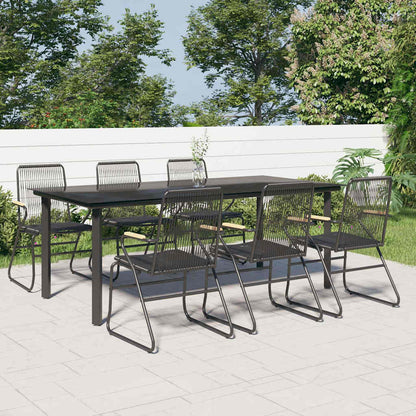 5 Piece Garden Dining Set Black PVC Rattan 200 cm table length 6