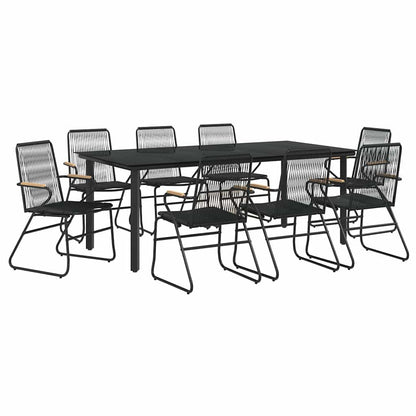 vidaXL 9 Piece Garden Dining Set Black PVC Rattan 3