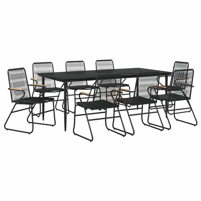 vidaXL 9 Piece Garden Dining Set Black PVC Rattan 3