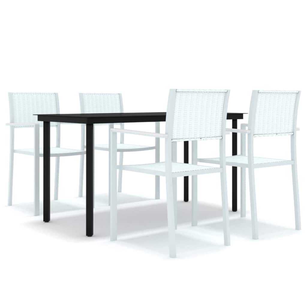5 Piece Garden Dining White 140 cm table length 4