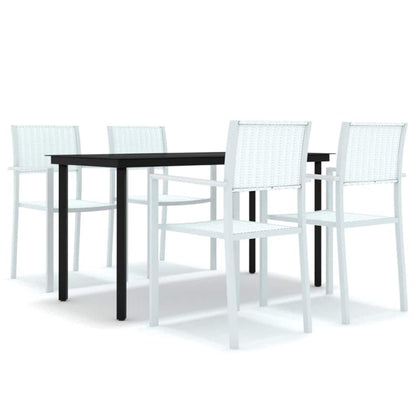 5 Piece Garden Dining White 140 cm table length 4