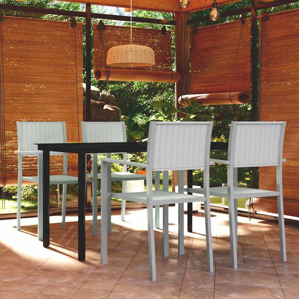 5 Piece Garden Dining White 140 cm table length 4
