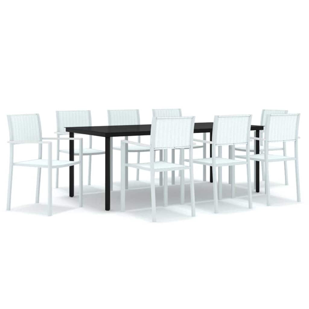 vidaXL 9 Piece Garden Dining Set White 2