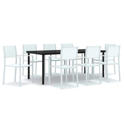 vidaXL 9 Piece Garden Dining Set White 2