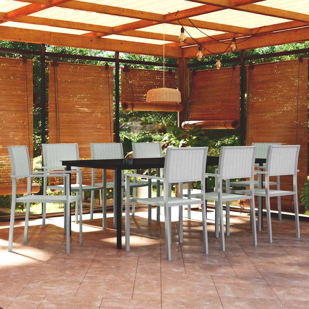 vidaXL 9 Piece Garden Dining Set White 1