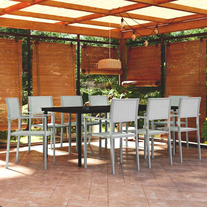 vidaXL 9 Piece Garden Dining Set White 1