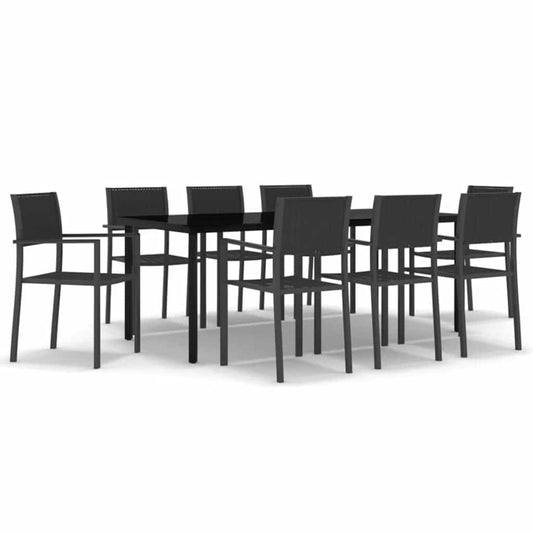 5 Piece Garden Dining Black 200 cm table length 8