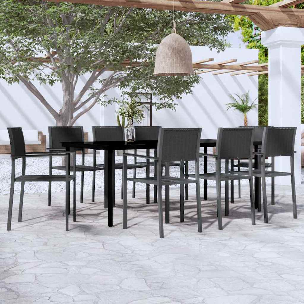 5 Piece Garden Dining Black 200 cm table length 8