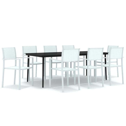 vidaXL 9 Piece Garden Dining Set White 2